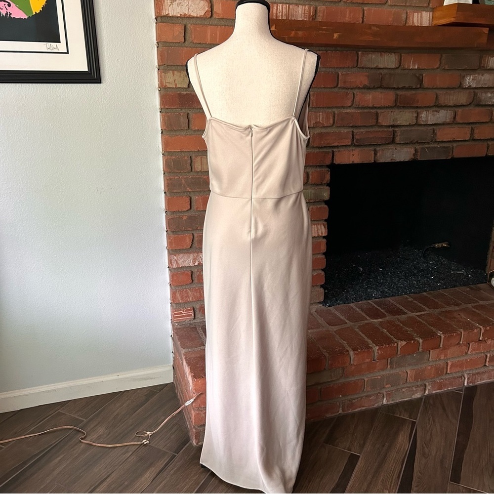 Anthropologie BHLDN Cali Satin Charmeuse Midi Dress in Oyster Sz 4 - Picture 7 of 9